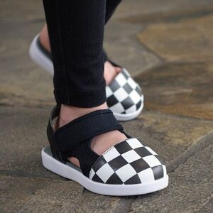 Kids Black and White Checkered Shoes